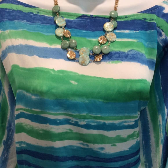 🍀EUC 3X BEAUTIFUL❣️TUNICTOP Ralph Lauren 💙💚💙💚 - Picture 4 of 6